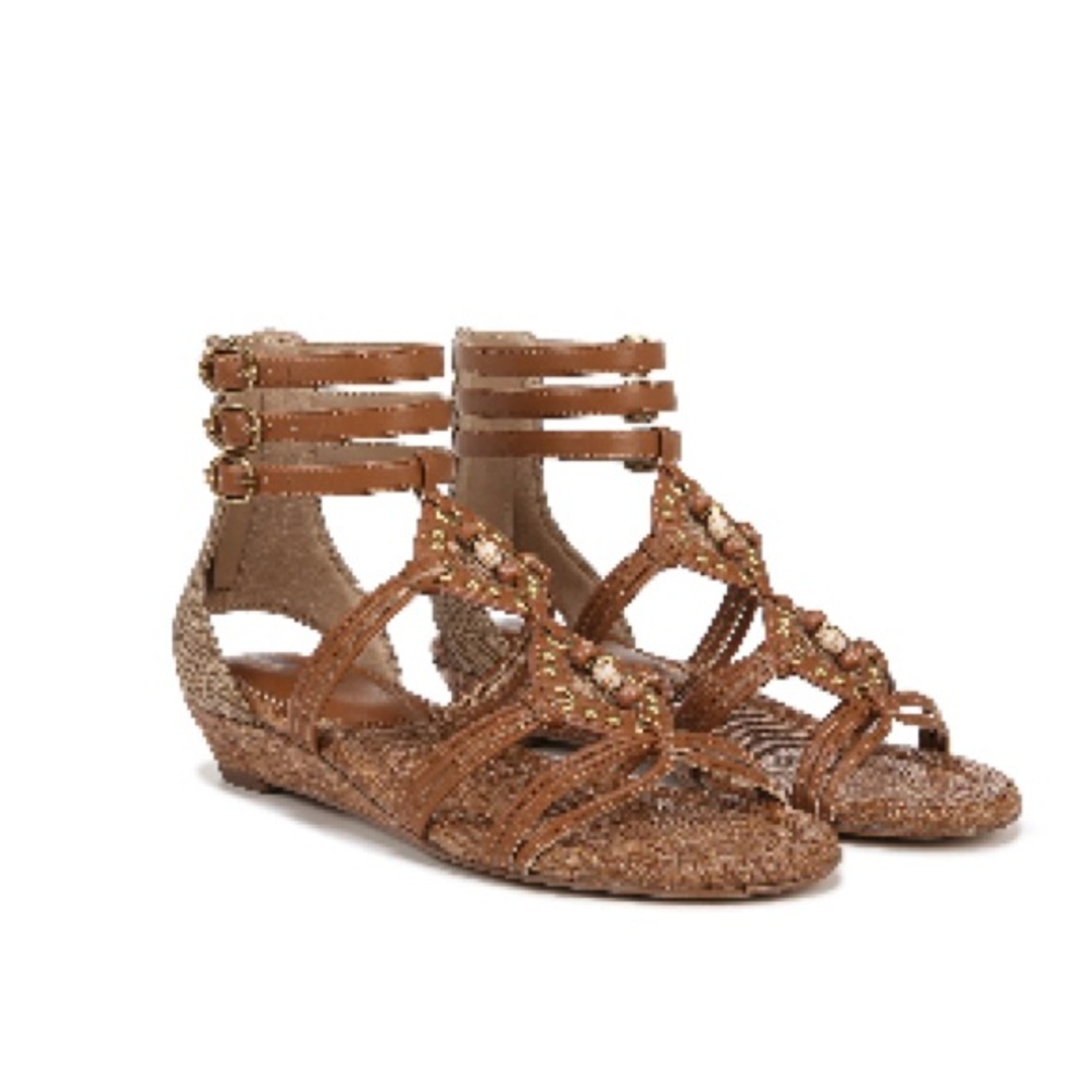 Sam Edelman danika wedge sandal Tan Strappy adjustable Sandals size 8.5